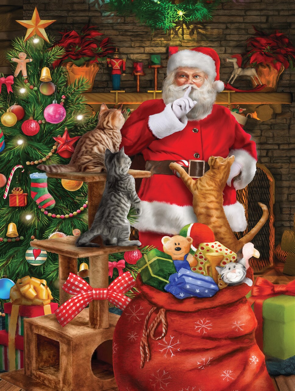 Sunsout Cat out of the Bag 300 pc Christmas Jigsaw Puzzle 23102